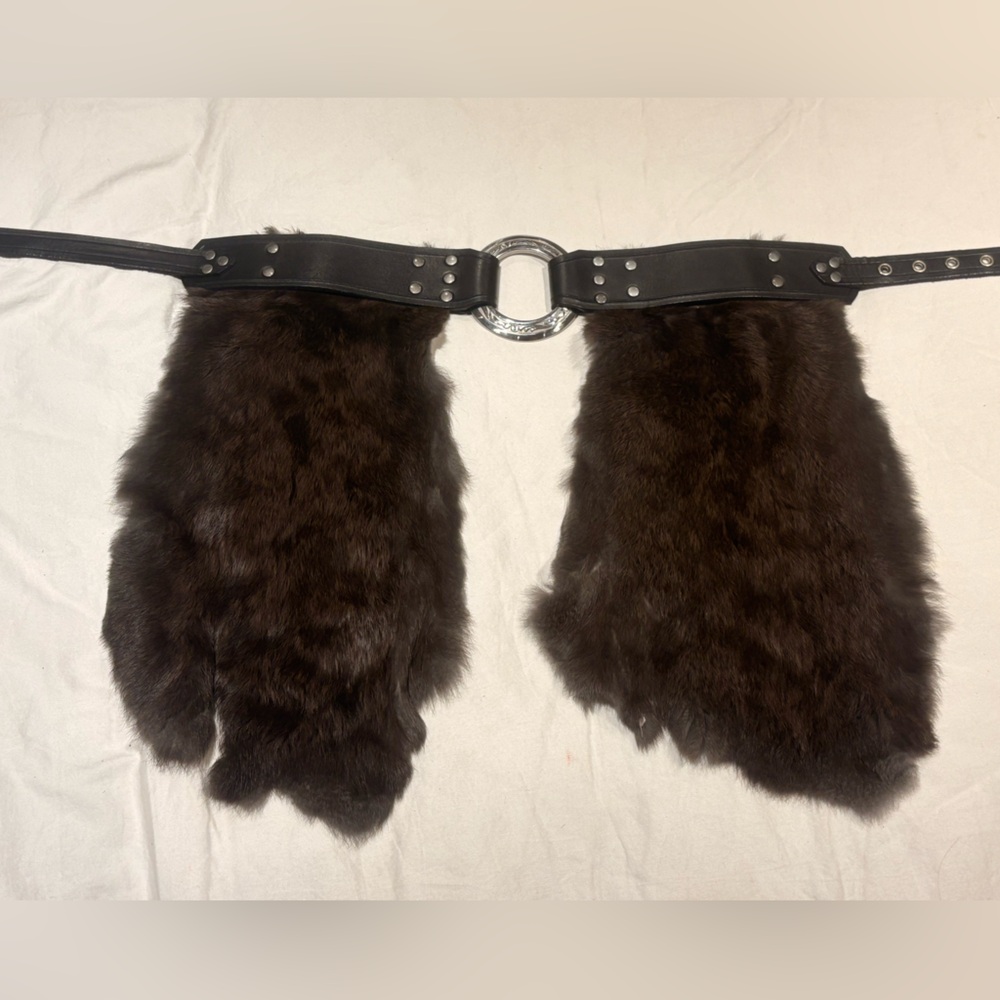 Leather and rabbit hyde belt with Alstohlman brand O ring buckle